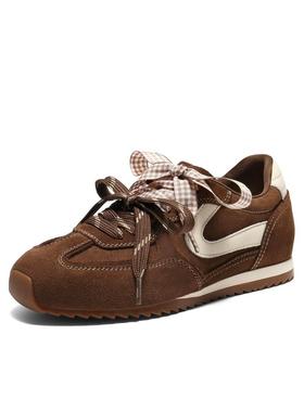 百丽红色低跟德训鞋阿甘鞋女鞋子2026春季新款休闲单鞋F1P1 F1P1D