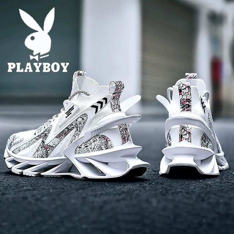 花花公子潮牌男鞋冬季网面透气刀锋跑步鞋男士运动鞋男款老爹鞋子