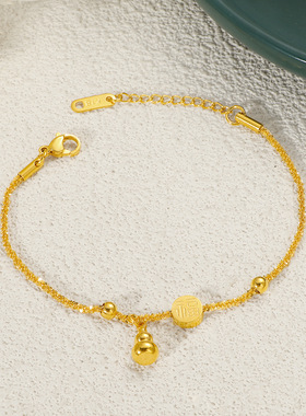 2025年新款福字葫芦手链平安福牌钛钢手饰轻奢精致新中式不掉色链