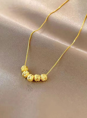 钛钢项链五福珠锁骨链百搭气质高雅时尚轻奢脖子颈链永久不掉色女