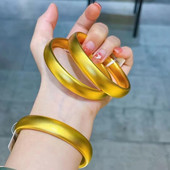 金店同款 古法沙金精工传承素圈轮胎手镯铜镀金泥鳅背宽面12MM手环