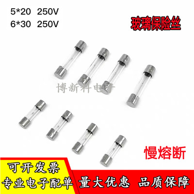 慢熔玻璃保险丝管5x20延时保险丝管微波炉保险管T2AT3AT5AT8AT10A