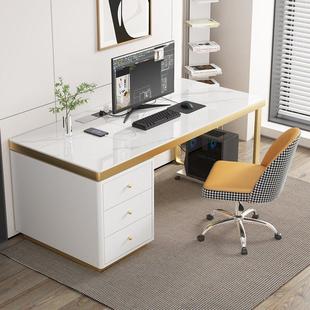 北欧电脑办公桌台式家用岩板书房书桌简约现代学生写字桌卧室轻奢