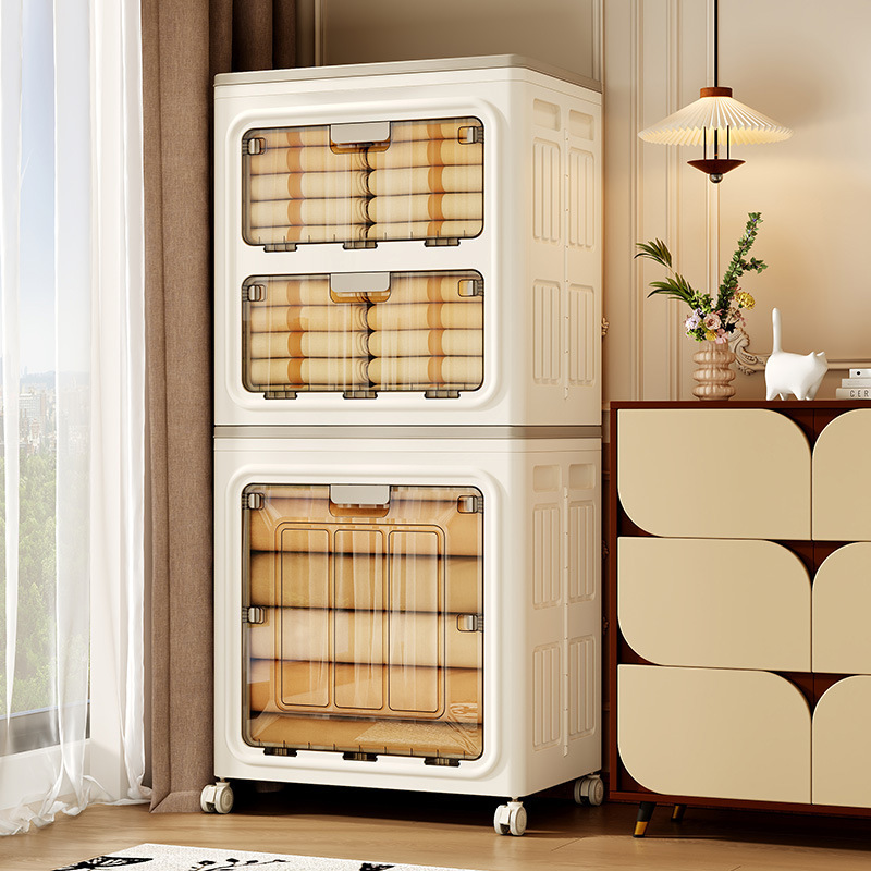 超大容量衣服收纳箱杂物整理箱家用翻盖带轮折叠衣物被子储物柜