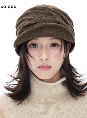 Lacoco复古褶皱报童帽女