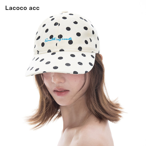 Lacoco复古波点软顶棒球帽