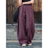 麻料裤 棉麻灯笼裤 宽松拼接休闲裤 文艺复古苎麻太极裤 子 女2026新款