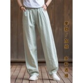 子2026新款 灯笼裤 宽松显瘦亚麻休闲裤 女式 文艺复古百搭长裤 棉麻裤