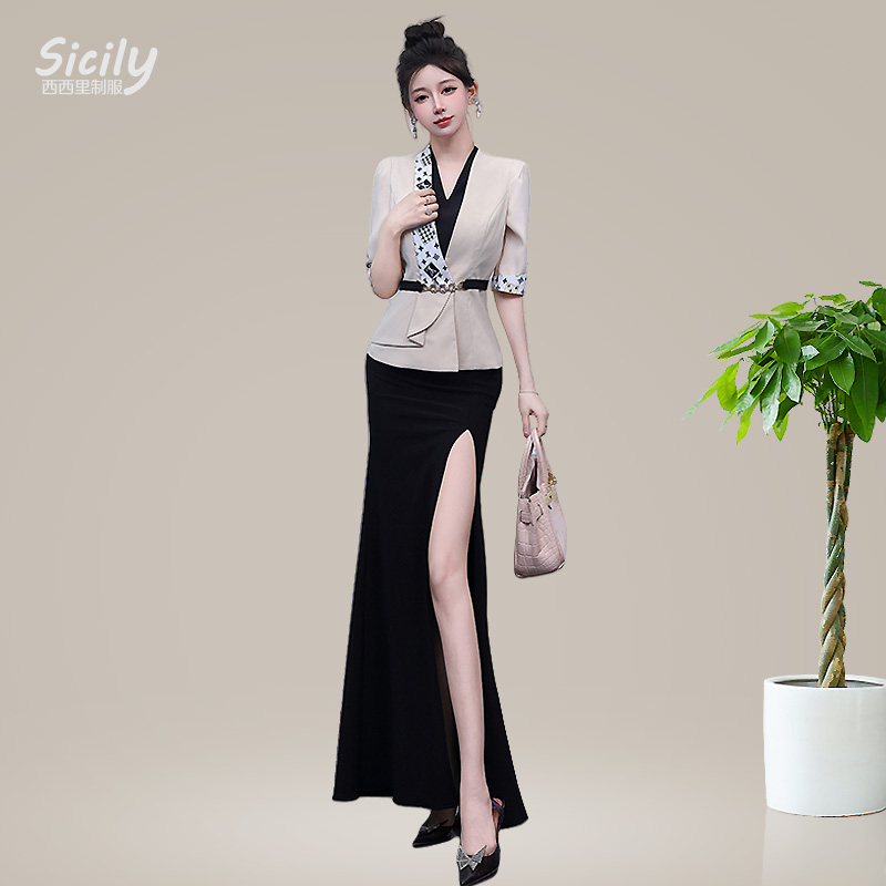 2024新款桑拿按摩足疗技师服气质足浴KTV公主工作服套装高端制服