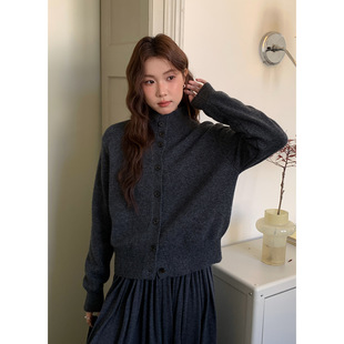 2025新款冬季羊毛高龄单排扣毛衣开衫女休闲毛茸茸氛围感外套0758