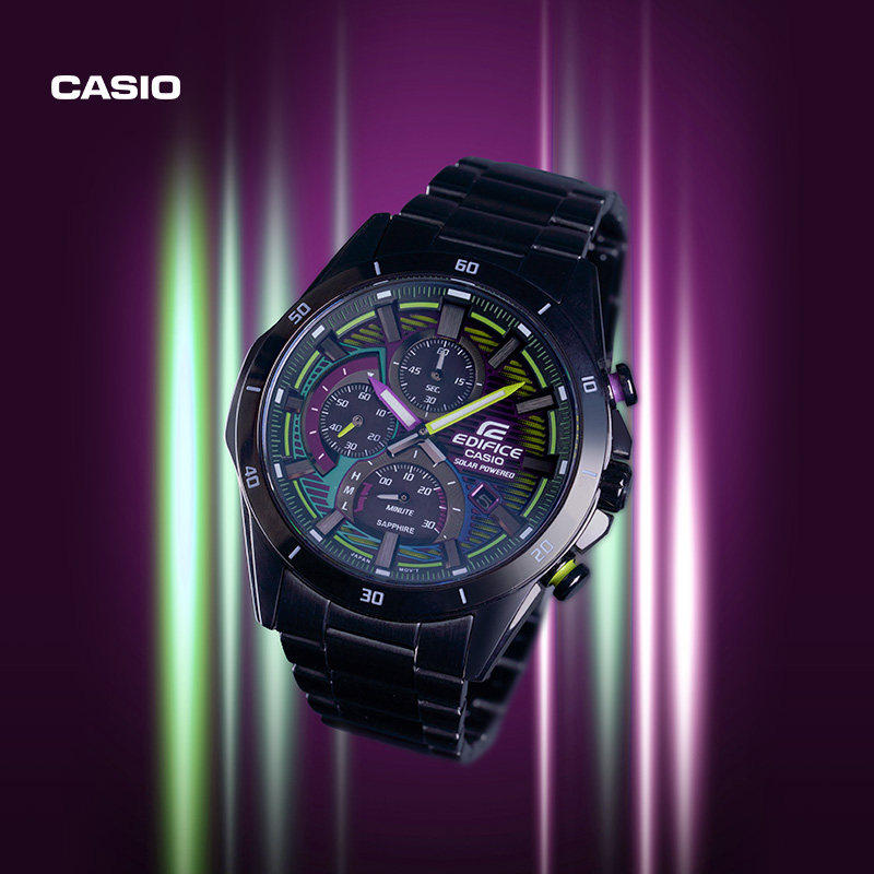 Casio/卡西欧赛博朋克炫夜霓虹系列EDIFICE商务潮流特殊礼盒男表