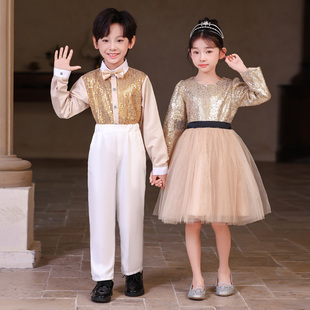 儿童合唱服演出服男女童钢琴古筝表演服民乐团大合唱礼服诗歌朗诵
