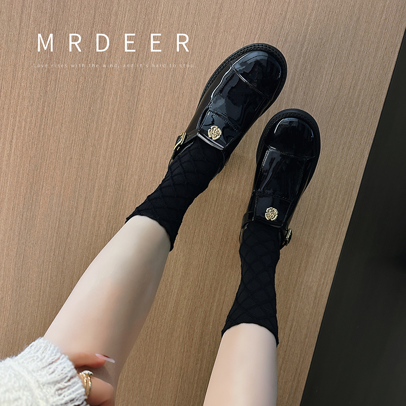 2025春季山茶花新款玛丽珍小皮鞋