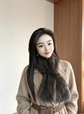 高品质紫貂围巾女冬季保暖气质双面貂毛编织皮草毛围脖裘皮毛领