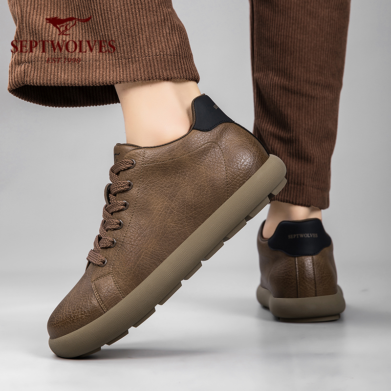 七匹狼男士休闲皮鞋男痞帅高级感