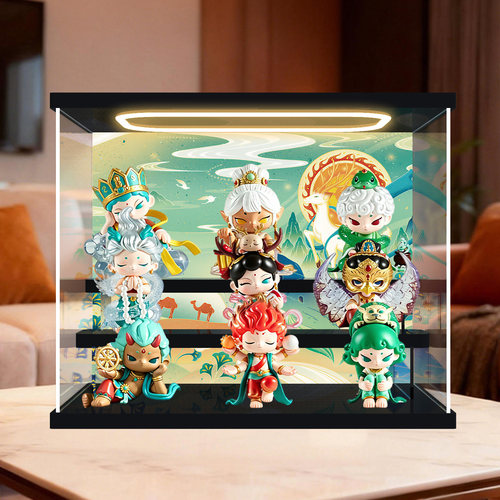 适用敦煌研究院天龙八部盲盒国潮古风摆件亚克力防尘罩灯光展示盒