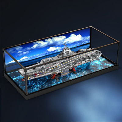 亚克力防尘罩适用乐高福建舰航空母舰积木模型一体式合金框展示盒