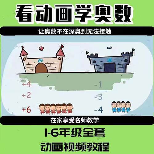看动画快乐学奥数思维启蒙小学数学1-6年级知识精讲高清视频素材