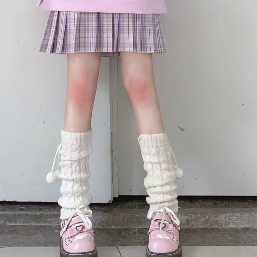 日系中筒袜jk护腿套袜子毛线堆堆袜套女秋冬学生韩版针织