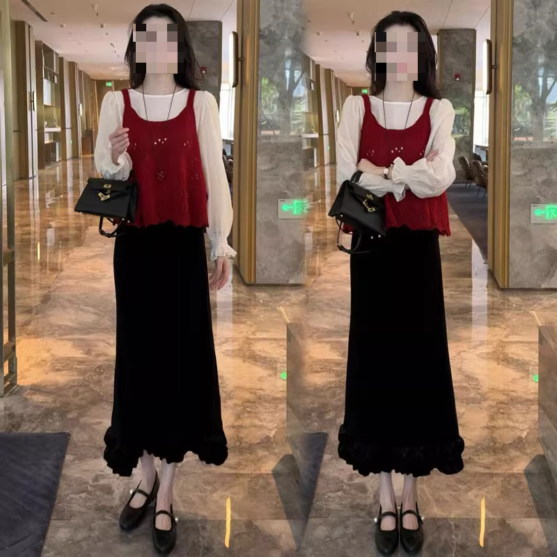 春秋高级感套装裙女士2026新款法式时尚气质衬衫马甲半身裙三件套