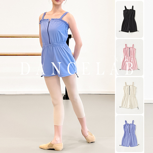 dancelab kiki跳舞裤子运动静音背带裤连体短裤透气款热身短裤女