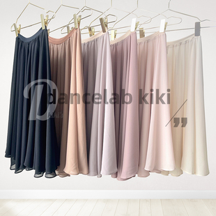 dancelabkiki芭蕾舞排练裙透薄垂不易皱磨砂套头大摆裙教师裙长9