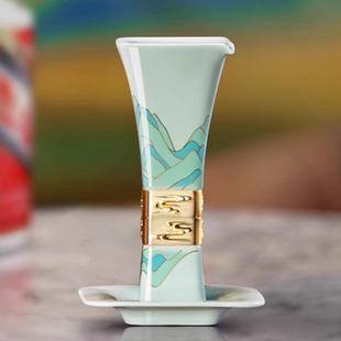 故宫千里江山尊白酒酒具套装陶瓷酒杯水晶玻璃酒壶分酒器公道杯