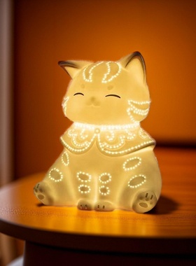 故宫宫猫纳福陶瓷灯摆件小夜灯