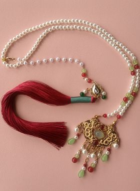 马面裙女童2024春季新款男童汉服儿童国风古装项链套装