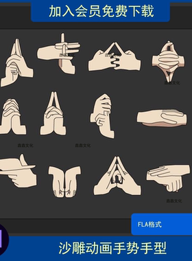 AN沙雕动画手势手型火影忍者人物结印特效素材FLA源文件