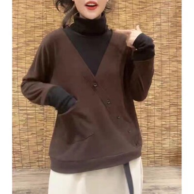今年流行特惠88067大爱美依缘2025秋冬新款时尚高领假两件打底衫
