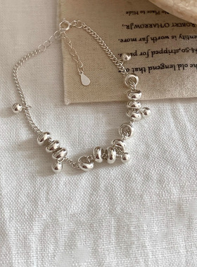 转运珠ins百搭设计感纯银圈圈手链女轻奢简约精致小众高级感手饰