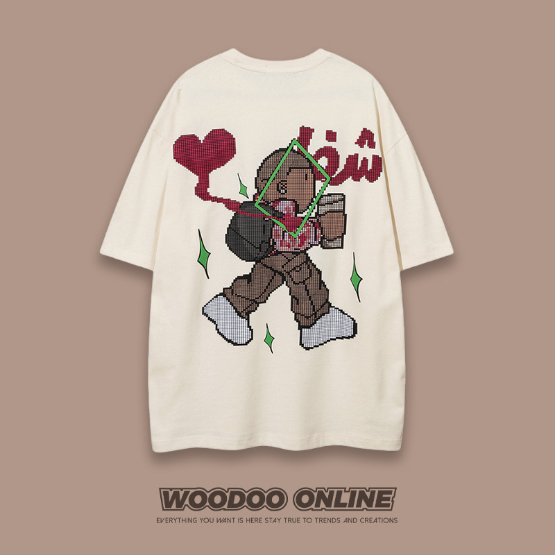 早八美式 WOODOO 设计师品牌 日系百搭复古数码卡通 男女T恤属于什么档次？