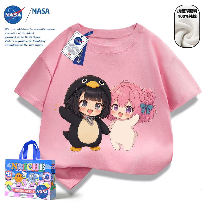 NASA新款小企鹅咕咕嘎嘎童装短袖T恤男女儿童中小童夏季可爱上衣图片