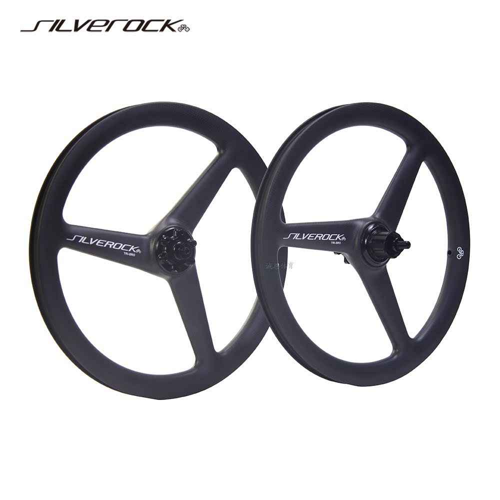 SILVEROCK 碳纤维T700三刀轮组349碟刹折叠自行车小布专用3刀碳轮