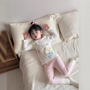 绿博尔&小鱼洛洛现货a类亲肤莱卡棉儿童保暖秋冬家居服睡衣套装