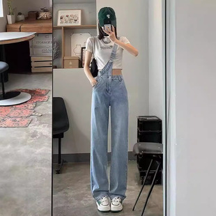 东南亚跨境贸易女装批发单肩牛仔背带裤女抖音小红书一件代发货源