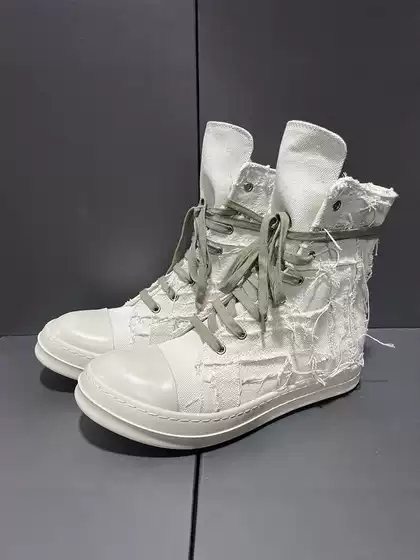 2025 New Style Tassel Distressed High-Top Canvas Thick-Soled Casual Curved Line Trendy European and American Height-Increasing Couple Shoes