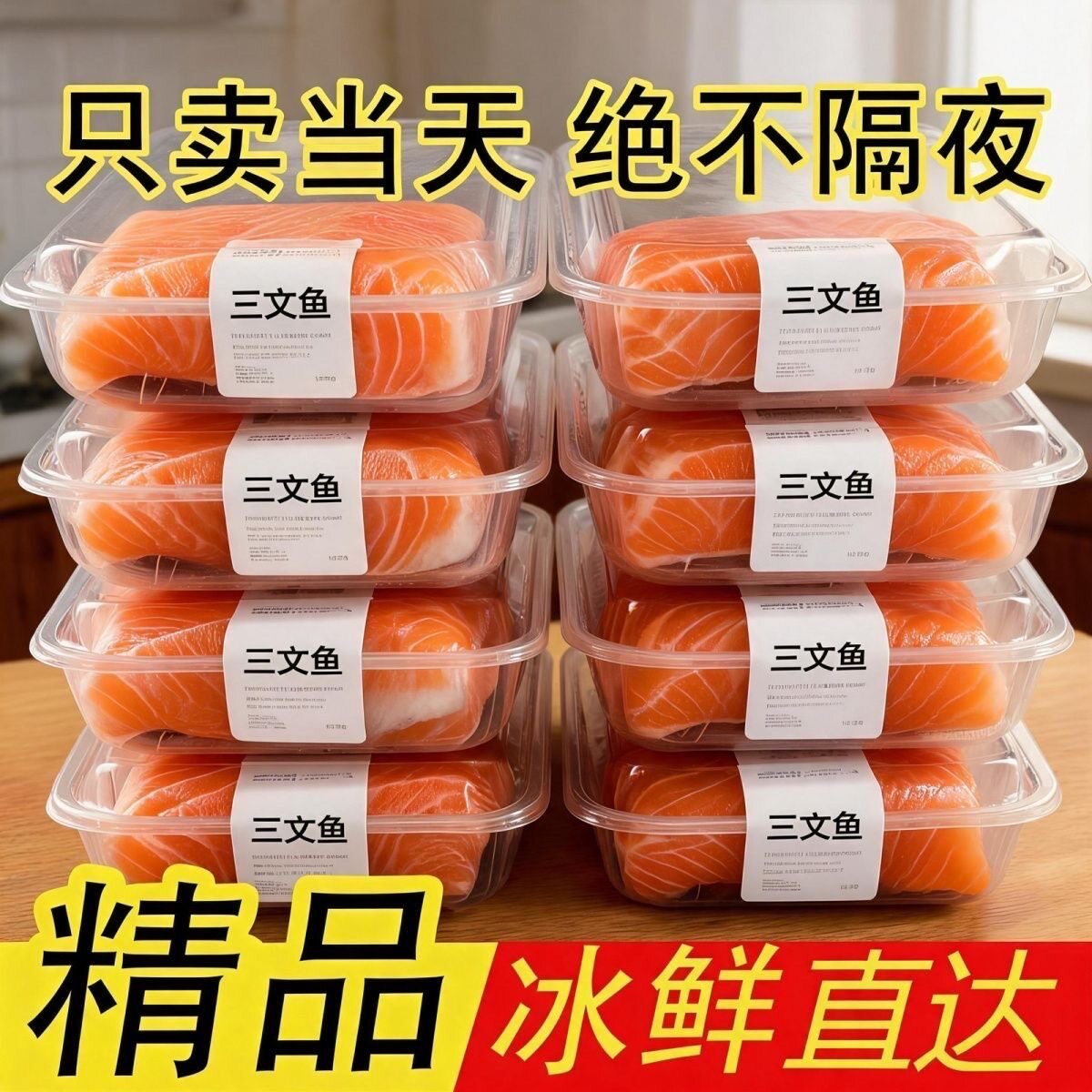 (顺丰直达)三文鱼中段800g冰鲜虹鳟非大西洋鲑鱼去刺肉鲜200g净重
