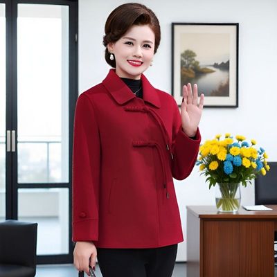 双面绒短款上衣高贵妈妈装外套