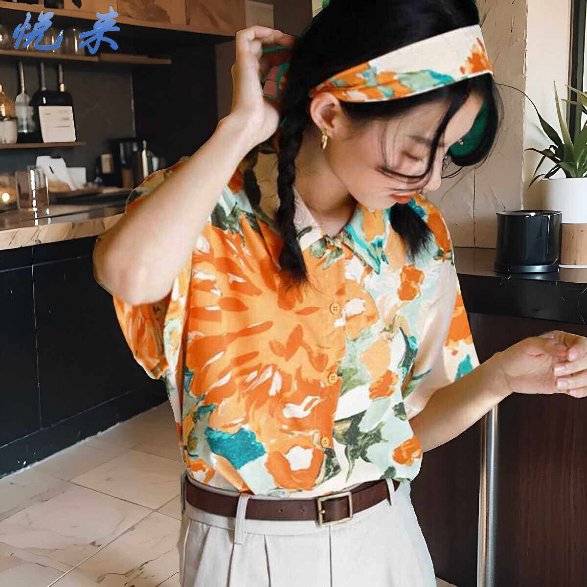 黄色油画女装2024年夏季新款80年代复古港味chic上衣宽松短袖衬衫,女装/女士精品,衬衫,淘宝优惠券,粉丝福利购,淘宝优惠卷