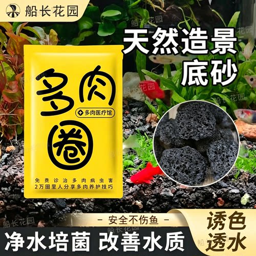 黑色火山石颗粒铺面鱼缸造景装饰