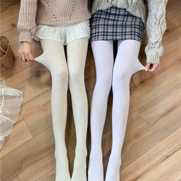 lolita纯欲奶白色白丝袜软萌可爱jk天鹅绒120d连裤舞蹈打底裤