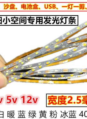 超窄沙盘模型3v3.7v5v12v灯led发光条2.5mm细灯带DIY造型USB玩具