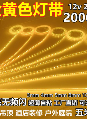 金黄光灯带低压12V5MM8MM金黄色LED24V灯条2000K佛像设备酒吧装饰