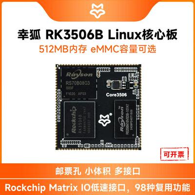 Core3506 幸狐 RK3506B 核心板 板载 512MB DDRL3集成三核处理器