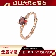 天然红石榴石宝石戒指S925纯银镀18K金简约复古活口环送女友礼物