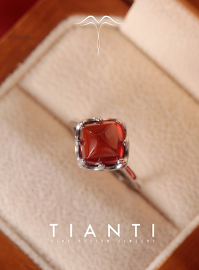 天然石榴石戒指S925纯银镶嵌