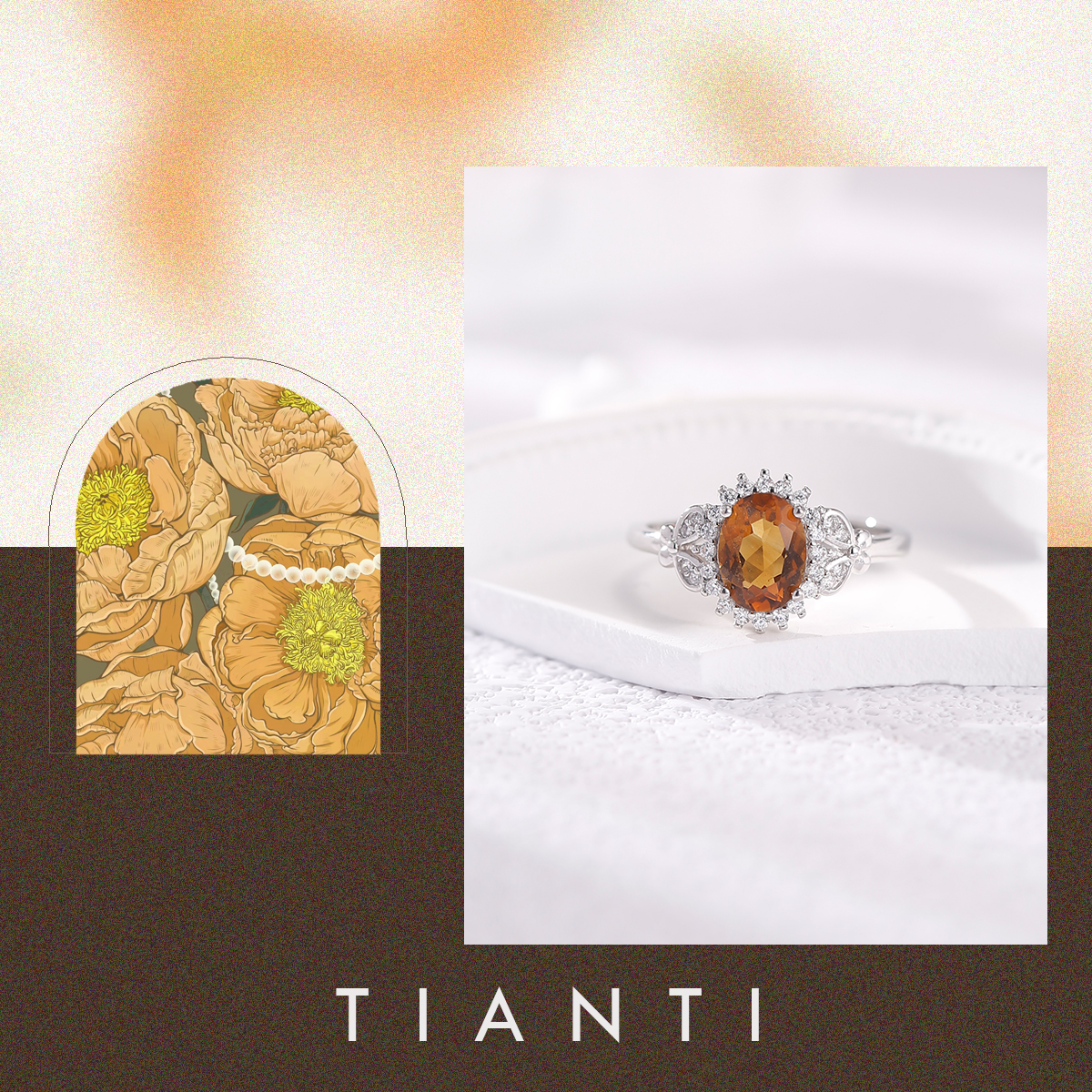 天然黄水晶戒指活口可调节大小