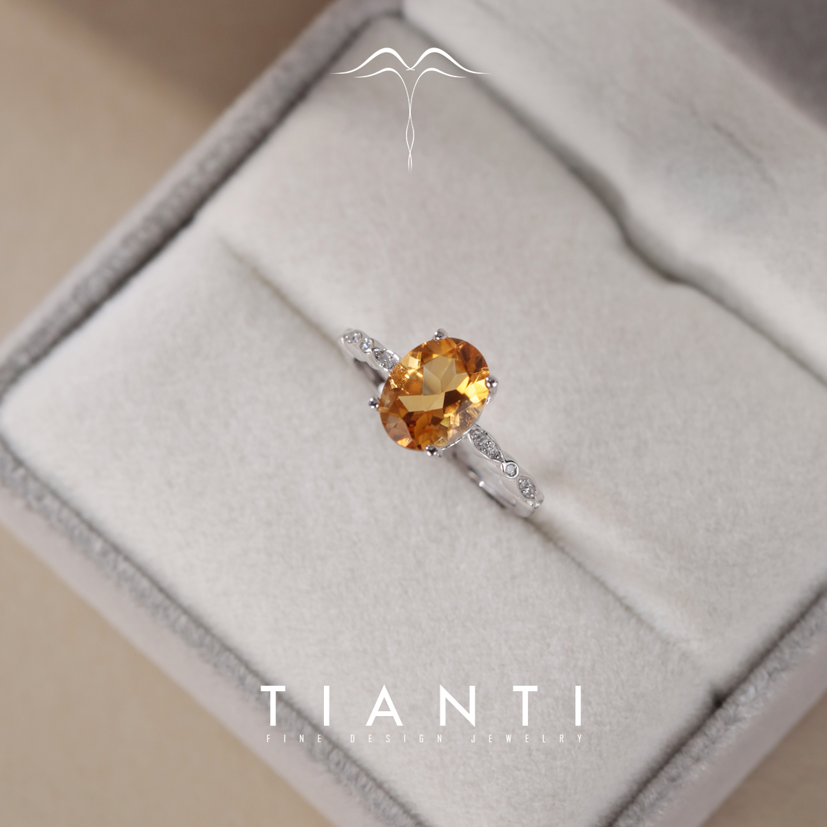 2.5克拉天然黄水晶戒指女念初S925纯银活口简约高级感日常通勤款